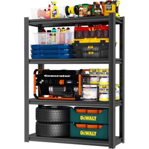 imageMetal Garage Shelving Unit Heavy Duty 5Tier Adjustable Storage shelves Steel Shelving 3000 lbs Capacity Industrial Shelves for Heavy Tools and Equipment Ideal for Garage Basement Black 72quot4Tier 54H x 36W x 16D
